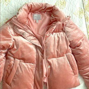 ISO ASOS Pink Velvet Puffer Jacket Coat Size 0 XXS